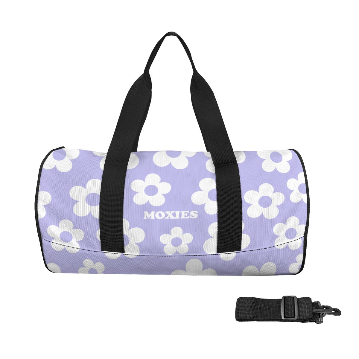 Purple + White Moxies Flower Duffel