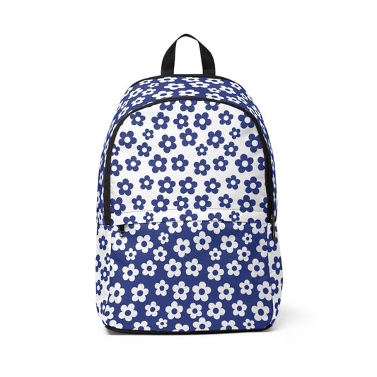 White + Navy Mini Flower Backpack