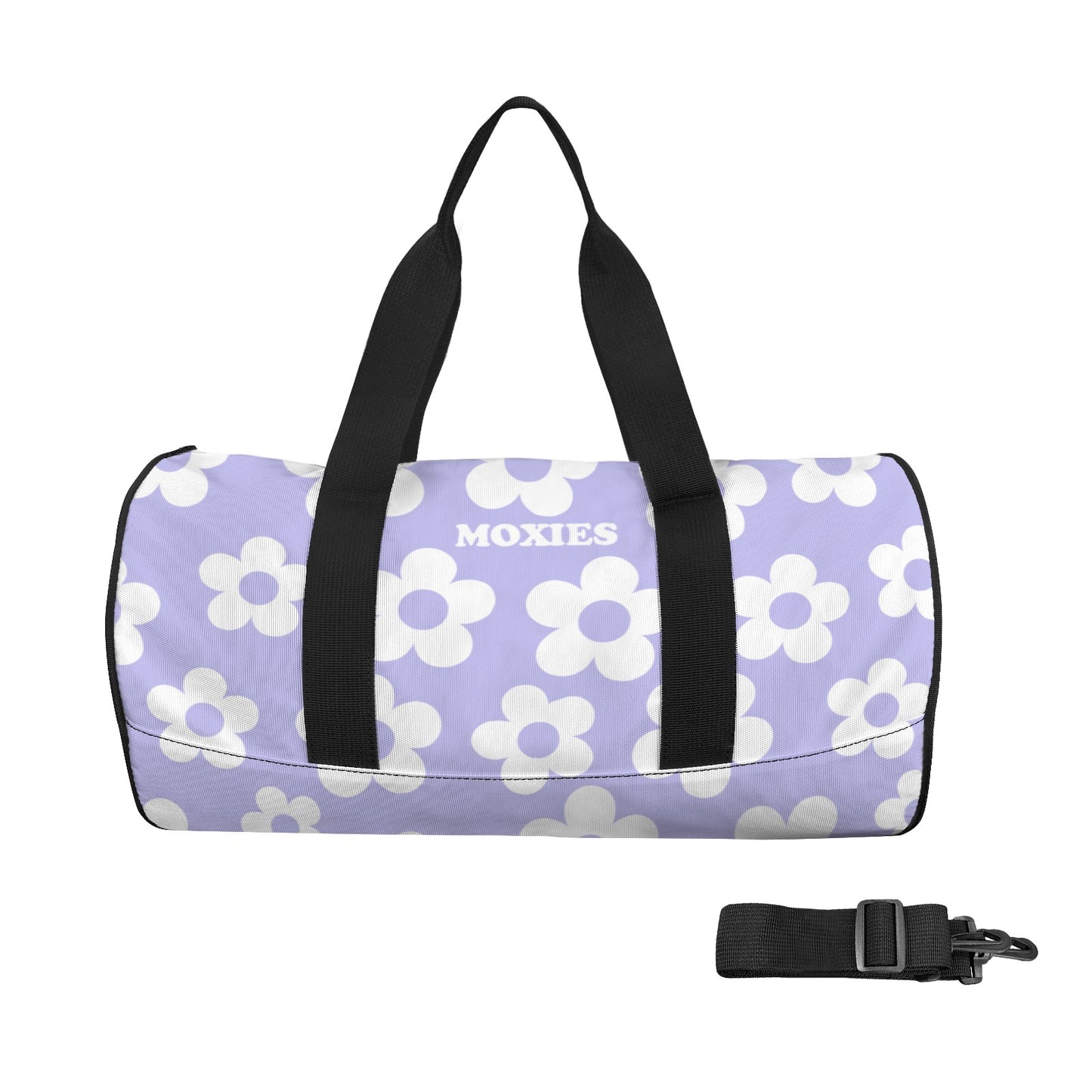 Purple + White Moxies Flower Duffel