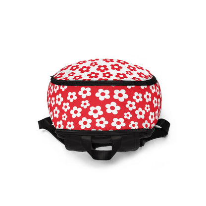 White + Red Mini Flower Backpack