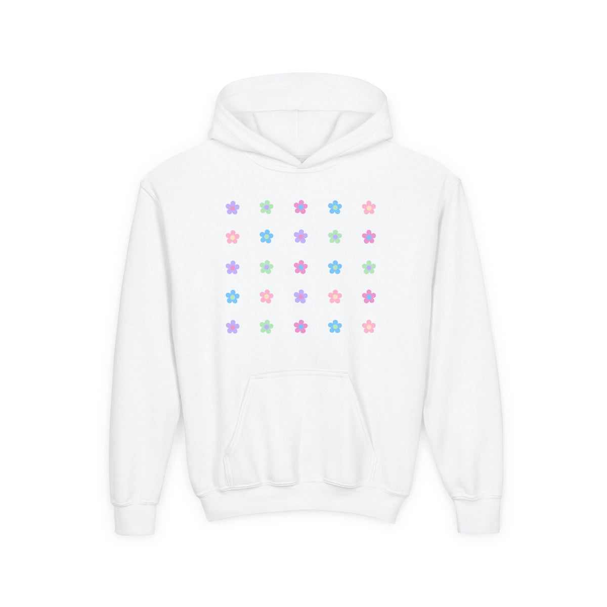 Pastel Flowers Grid Hoodie for Kids