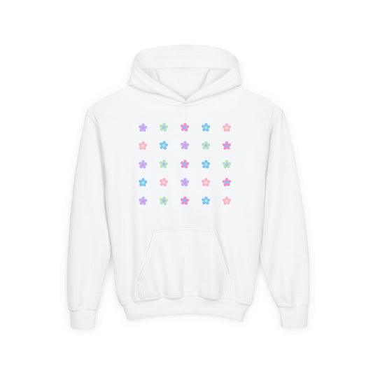 Pastel Flowers Grid Hoodie for Kids