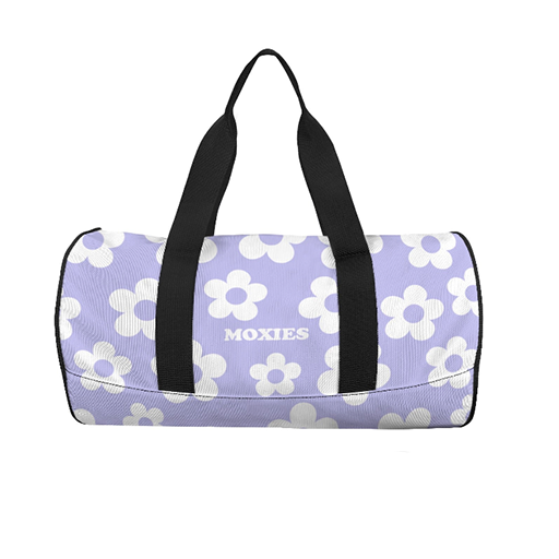 Purple + White Moxies Flower Duffel