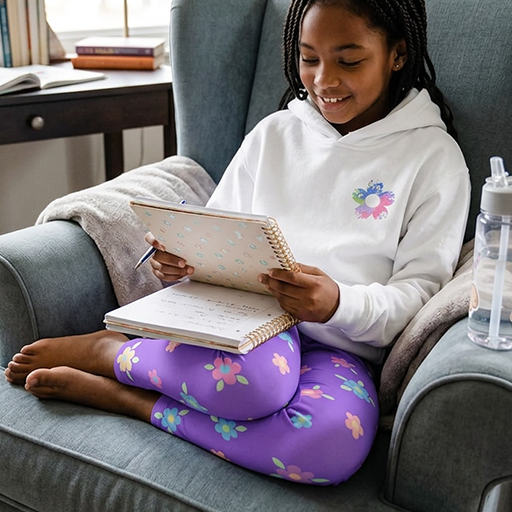 Pastel Flower Toss Youth Leggings - Purple